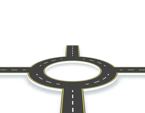 Road, highway, roundabout in perspective with shadow. Two-lane roads with the Stock Illustration