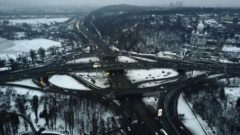 Road highway shot from the top point with the help of drones Stock Footage 73045335