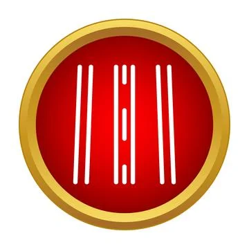 Road highway showing path lines in golden circle icon Stock Illustration
