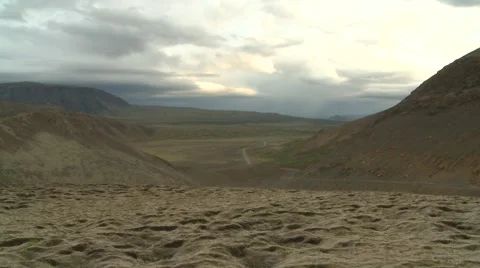 Road in an icelandic desert Stock Footage 2640126