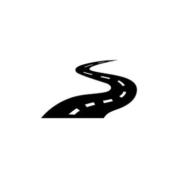 Road Icon In Flat Style Vector For Apps, UI, Websites. Black Icon Vector Stock Illustration