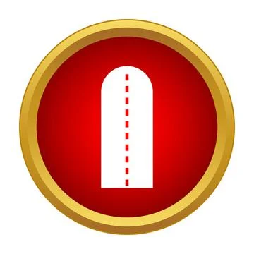 Road icon in red circle showing direction Ilustración de archivo