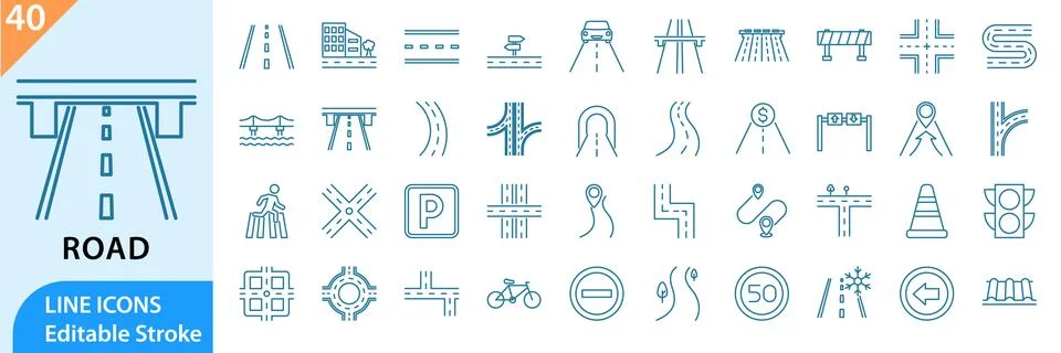 Road icon set Stock Illustration