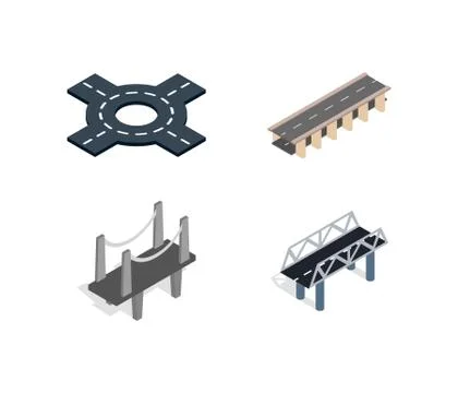 Road icon set, isometric style Illustrazione stock