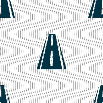 Road icon sign. Seamless pattern with geometric texture. Vector Stock Illustration