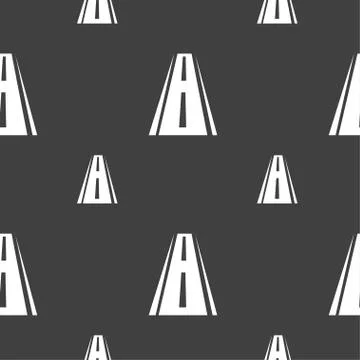 Road icon sign. Seamless pattern on a gray background. Vector Stock Illustration