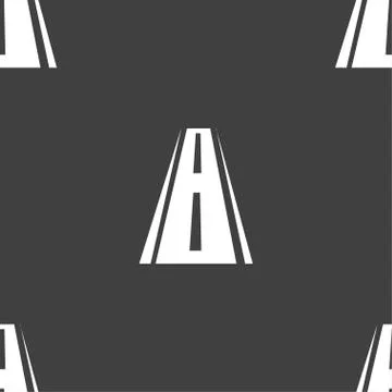Road icon sign. Seamless pattern on a gray background. Vector Stock Illustration