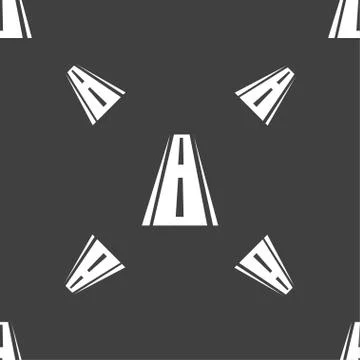 Road icon sign. Seamless pattern on a gray background. Vector Stock Illustration