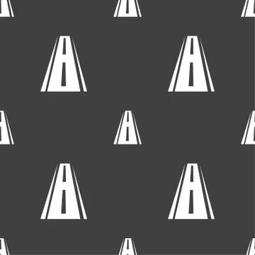 Road icon sign. Seamless pattern on a gray background. Vector イラスト素材