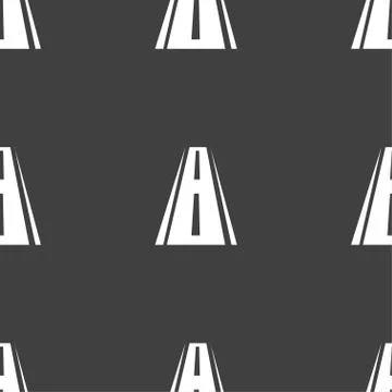 Road icon sign. Seamless pattern on a gray background. Vector Stock Illustration
