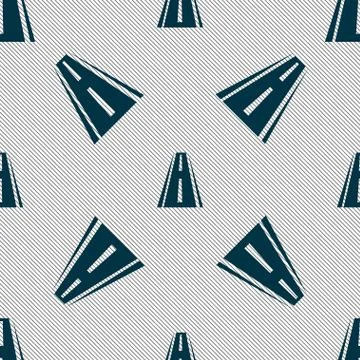 Road icon sign. Seamless pattern with geometric texture. Illustrazione stock