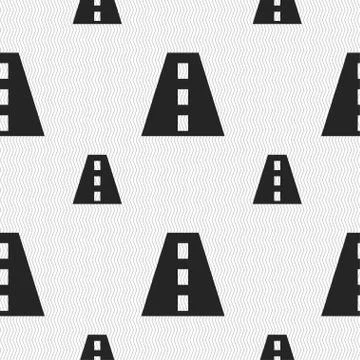 Road icon sign. Seamless pattern with geometric texture. Stock Illustration