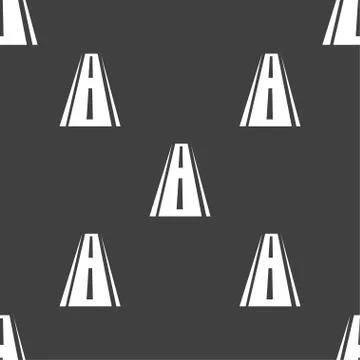 Road icon sign. Seamless pattern on a gray background. Stock Illustration
