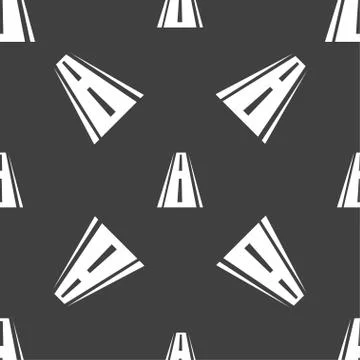 Road icon sign. Seamless pattern on a gray background. Stock Illustration