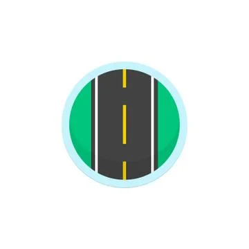 Road icon vector sign, round symbol with highway Stock Illustration