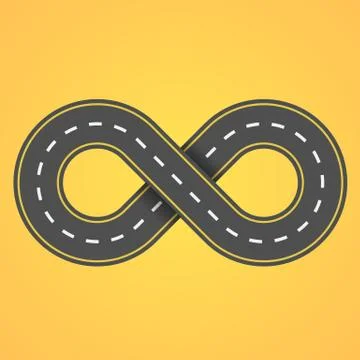 Road infinity on an orange background background. The road from the eight. Th 库存插图
