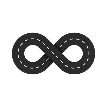 Road infinity on a white background. The road from the eight is isolated. The Stock Illustration