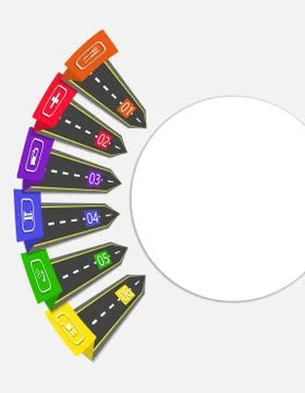 Road Infographic. Arrows, pointers stylized under the road. A place to advert Stock Illustration
