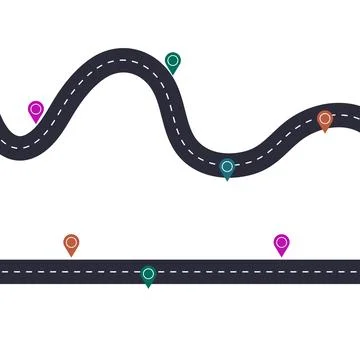 Road Infographic with Location Mark Elements イラスト素材
