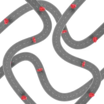 Road infographic with pin pointer. Navigation concept with pin pointer. Map Stock Illustration