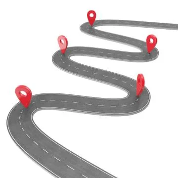 Road infographic with pin pointer. Navigation concept with pin pointer. Map Stock Illustration