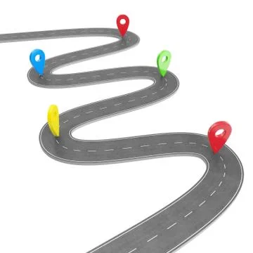 Road infographic with pin pointer. Navigation concept with pin pointer. Map Stock Illustration
