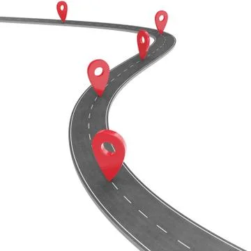 Road infographic with pin pointer. Navigation concept with pin pointer. Map Illustrazione stock