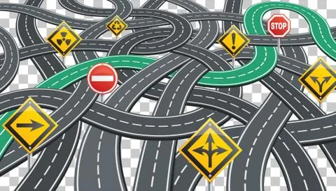 Road Infographics with Signposts Stock Illustration