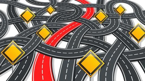 Road Infographics with Signposts Stock Illustration