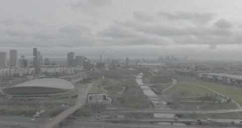 Road infrastructure and bride on cloudy day , City in background Stock-Footage 170937631