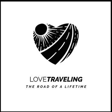 The road inside the heart. Vector logo for travel agencies and camps. Stock Illustration