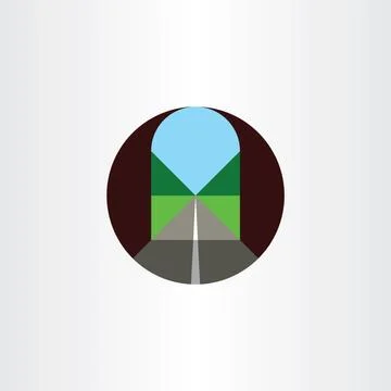 Road inside tunnel flat icon vector logo Stock-Illustration