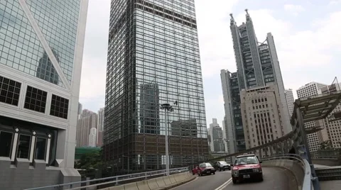 Road interchange in Central district, Hong Kong Stock Footage 50409826
