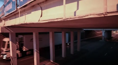 Road interchange. Moving trucks Stock Footage 64317934