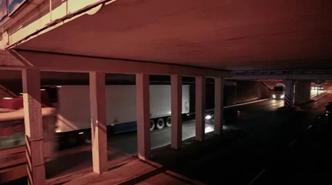 Road interchange. Moving trucks Stock Footage 64318224