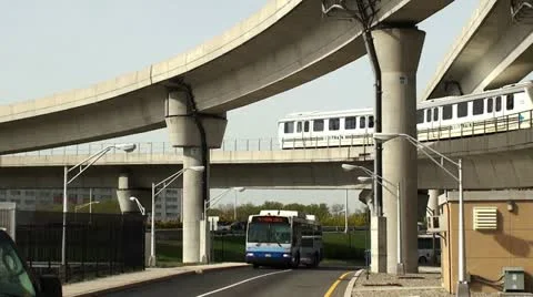Road interchange near the NYC airport (Jamaica station). Stock Footage