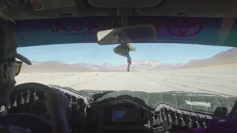 On the Road interior 4x4 at Dali Desert - South of Bolivia. Stock Footage 134496628