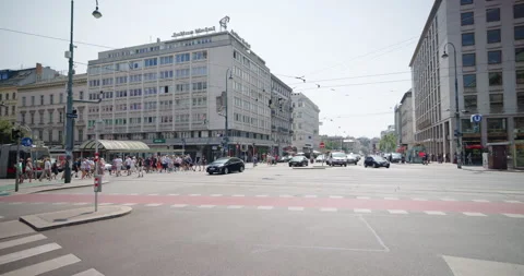 Road intersection in the city center of Vienna, Austria Stock Footage 251877302