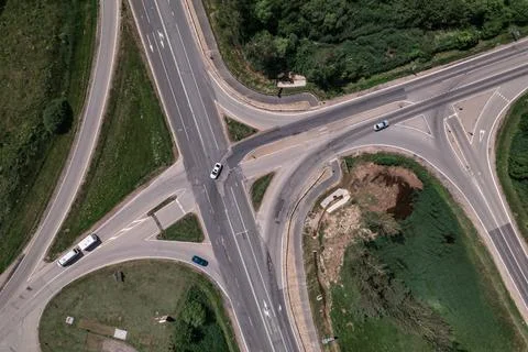 Road intersection in the countryside Stock Photos