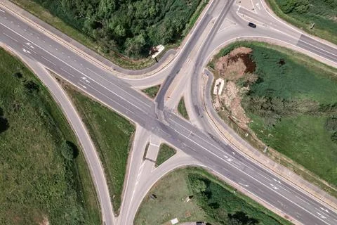 Road intersection in the countryside Stock Photos