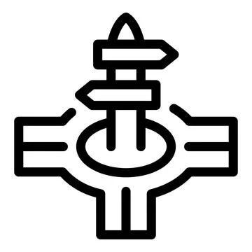 Road intersection with directional arrows showing different paths Stock Illustration