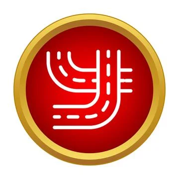 Road intersection icon showing multiple paths and direction Stock Illustration