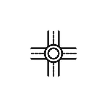 Road intersection junction icon logo sign vector outline Stock Illustration