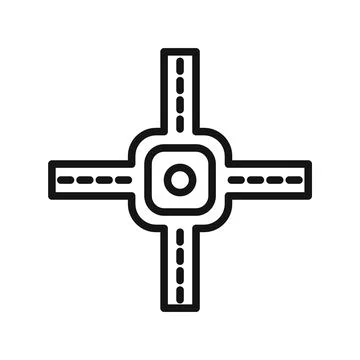 Road intersection junction icon mark in filled style Illustrazione stock