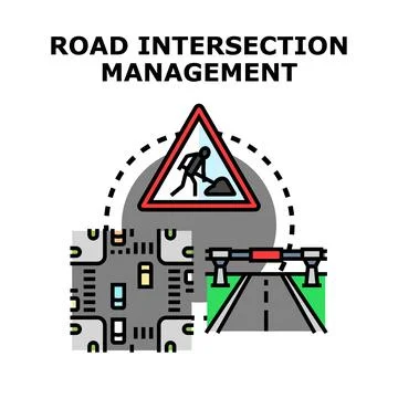 Road intersection management system regulating traffic flow Stock Illustration