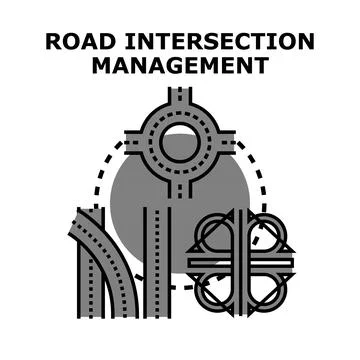 Road intersection management with various traffic solutions Stock Illustration