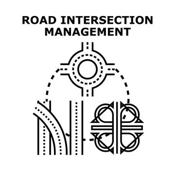 Road intersection management with various traffic solutions Stock Illustration