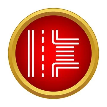 Road intersection with pedestrian crosswalk icon Stock Illustration