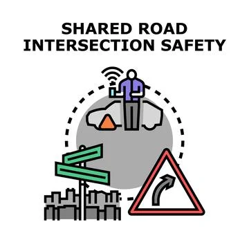Road intersection safety technology and smart driving system Stock Illustration