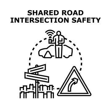 Road intersection safety technology and smart driving system Stock Illustration